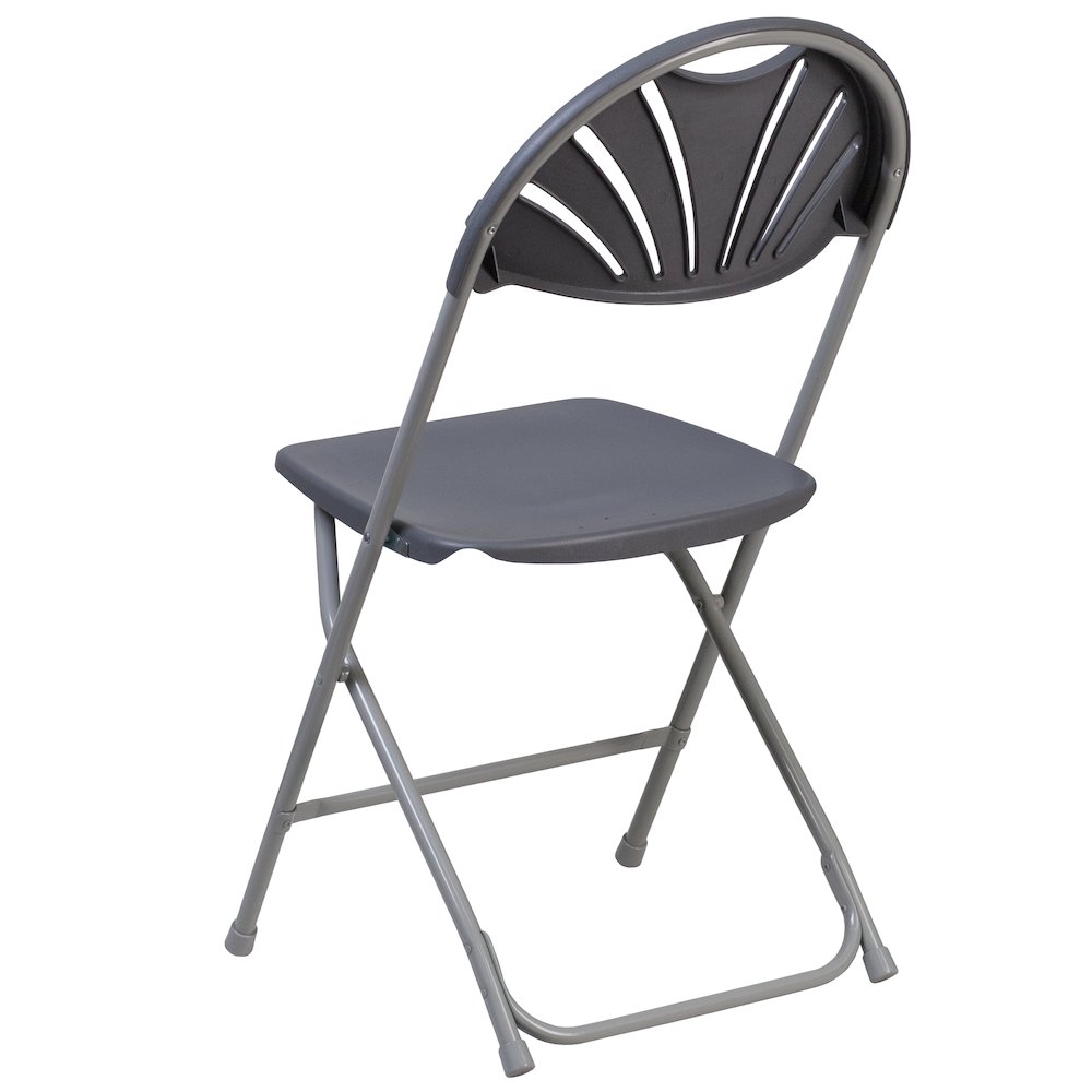 2 Pack HERCULES Series 650 lb. Capacity Charcoal Plastic Fan Back Folding Chair. Picture 7