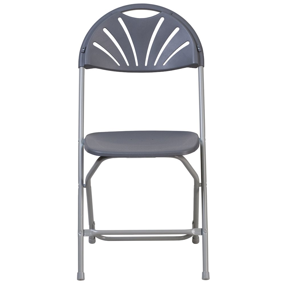 2 Pack HERCULES Series 650 lb. Capacity Charcoal Plastic Fan Back Folding Chair. Picture 10