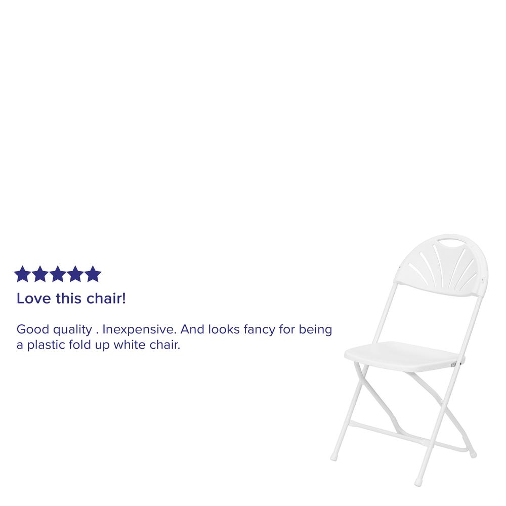 650 lb. Capacity White Plastic Fan Back Folding Chair. Picture 10