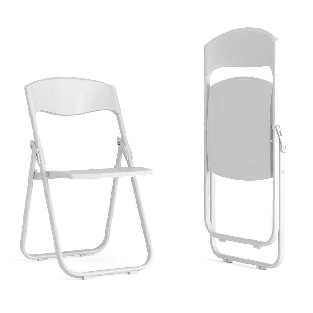 2 Pack 500 lb. Capacity Heavy Duty White Plastic Folding Chair. Picture 1