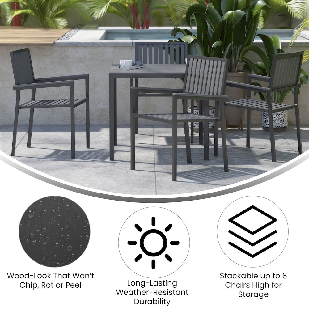Set of 2 Indoor/Outdoor Stacking Club Chairs. Picture 5