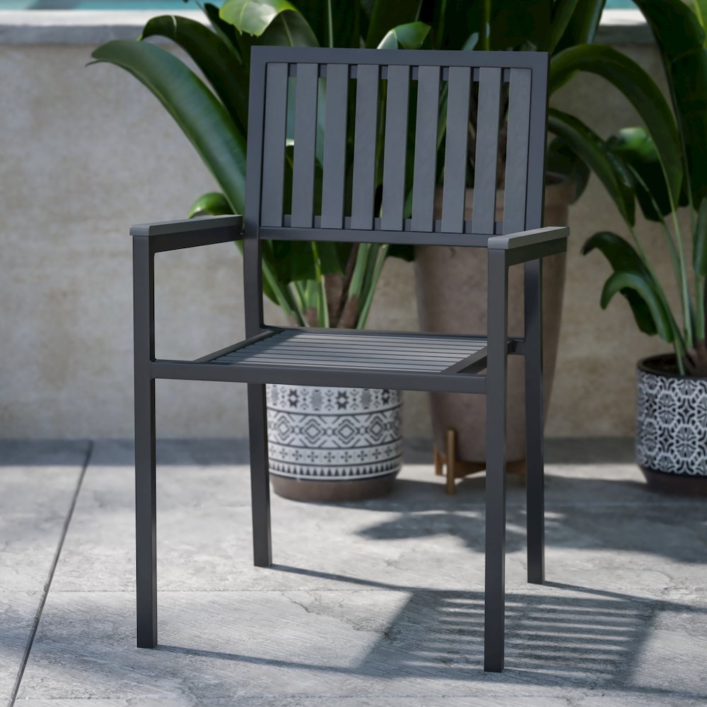 Set of 2 Indoor/Outdoor Stacking Club Chairs. Picture 2