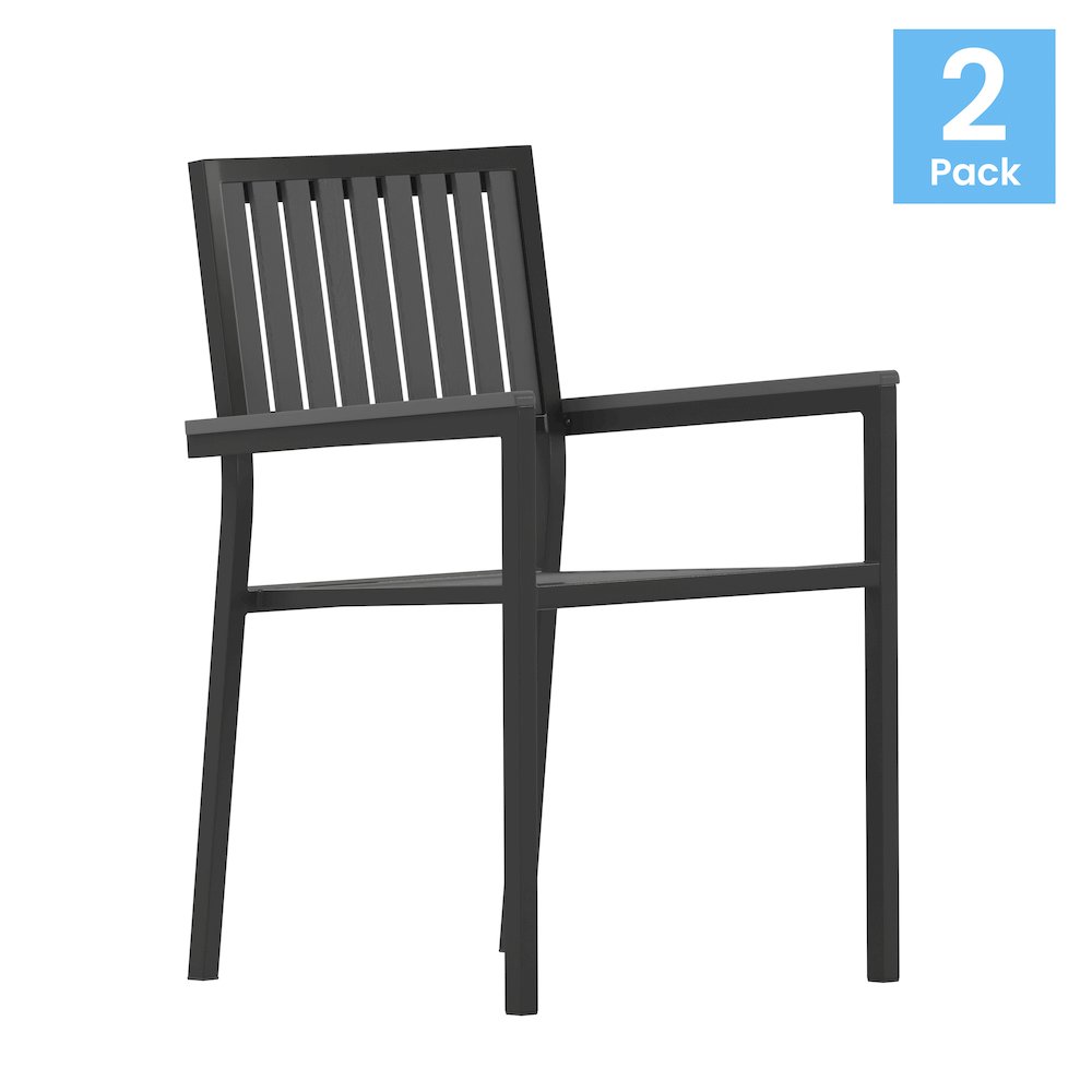 Set of 2 Indoor/Outdoor Stacking Club Chairs. Picture 1