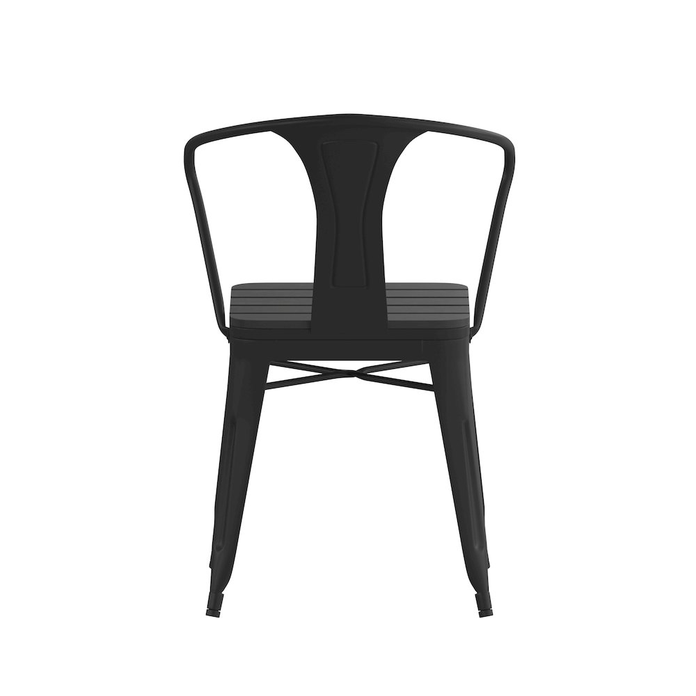 Indoor/Outdoor Black Stacking Arm Chair, Set of 2. Picture 9