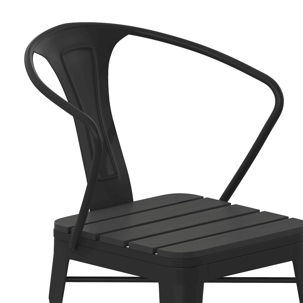 Indoor/Outdoor Black Stacking Arm Chair, Set of 2. Picture 10