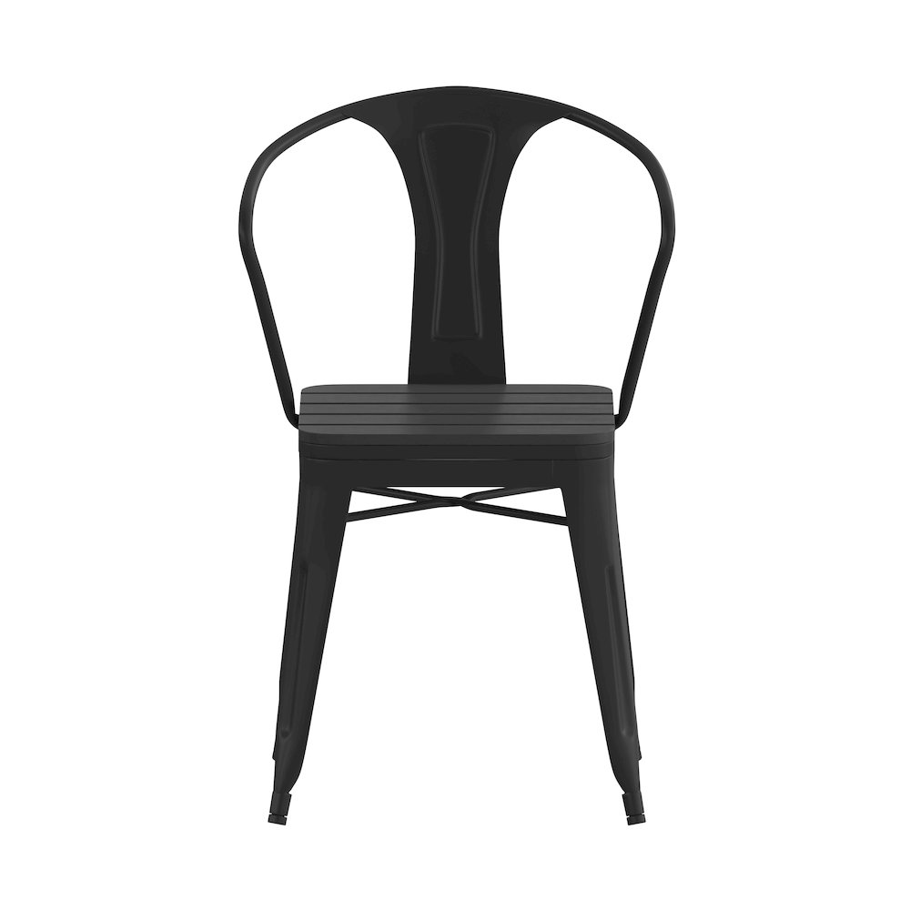 Indoor/Outdoor Black Stacking Arm Chair, Set of 2. Picture 12
