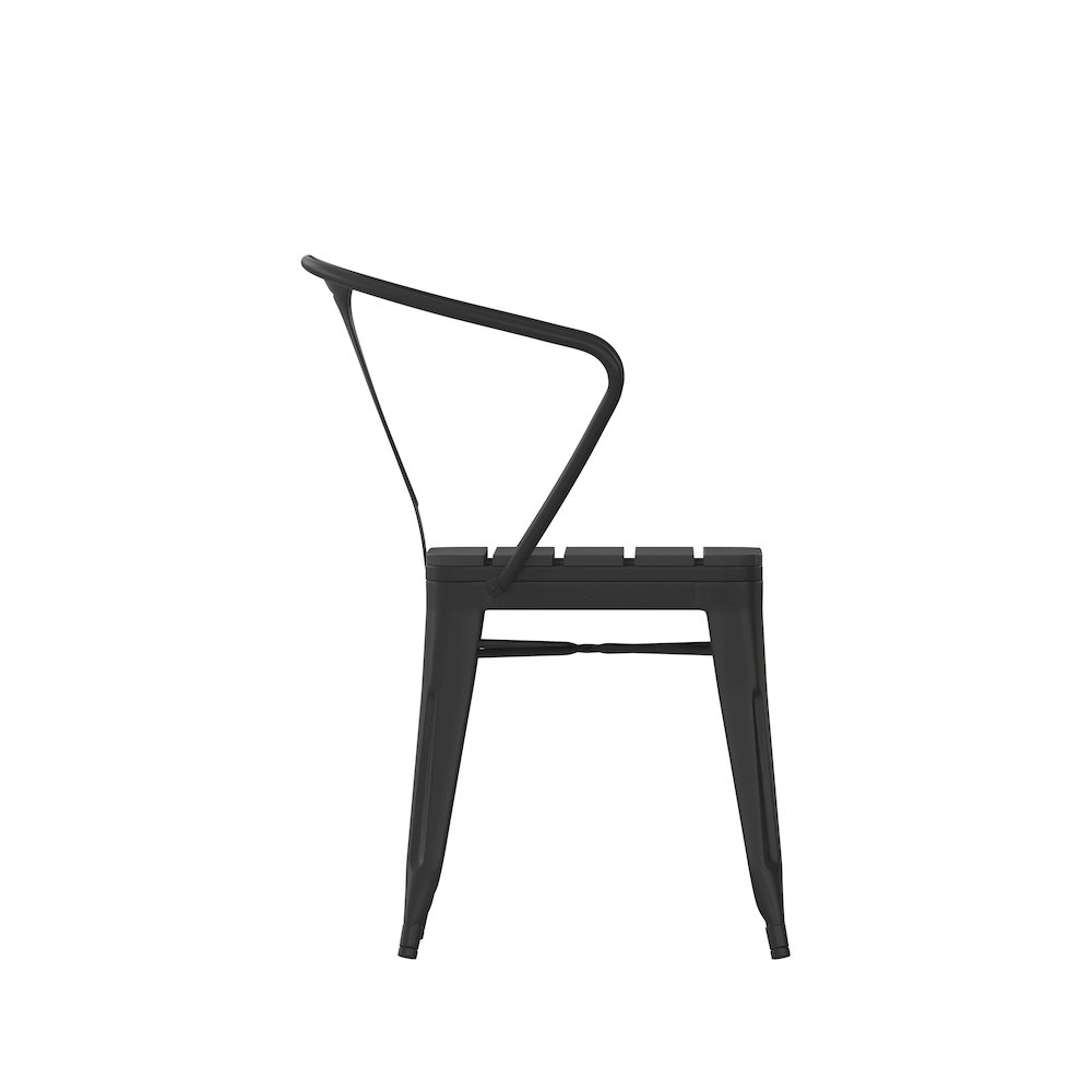 Indoor/Outdoor Black Stacking Arm Chair, Set of 2. Picture 11