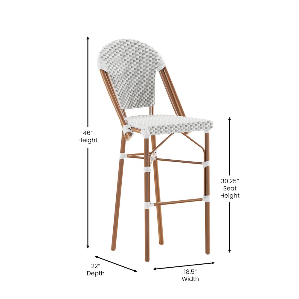 2PK White/Gray, Paris Stool. Picture 6