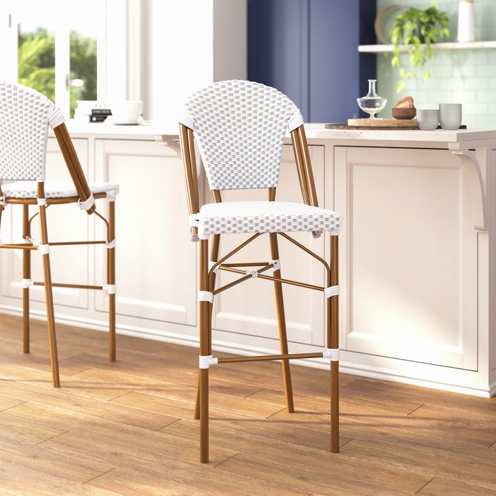 2PK White/Gray, Paris Stool. Picture 7