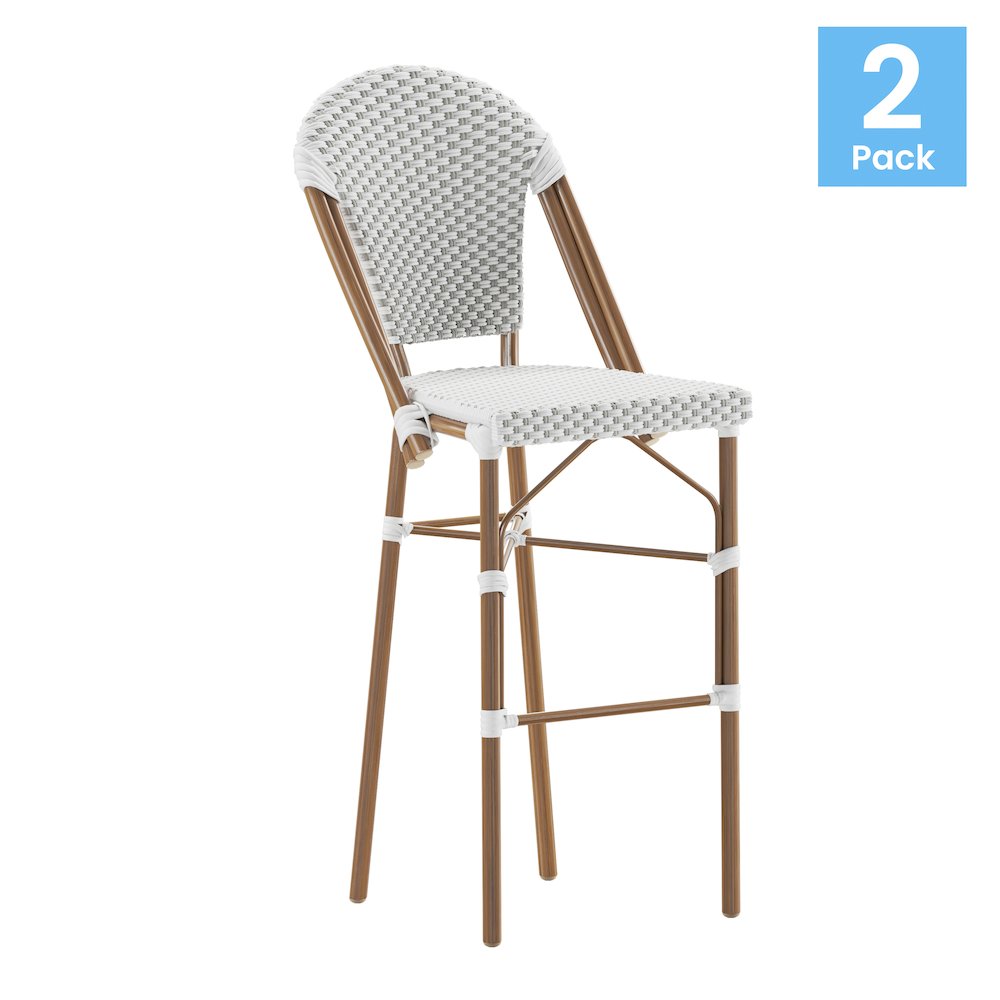 2PK White/Gray, Paris Stool. Picture 1
