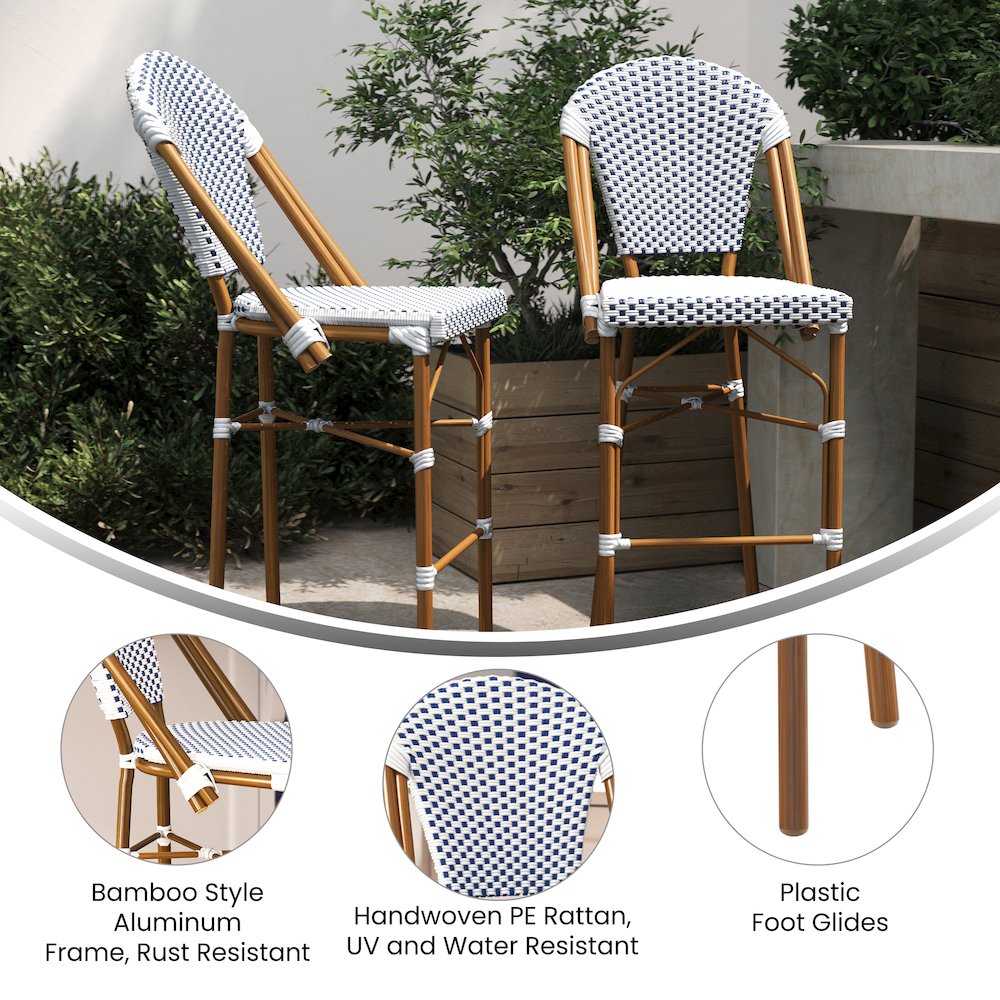 2PK White/Navy - Paris Stool. Picture 5