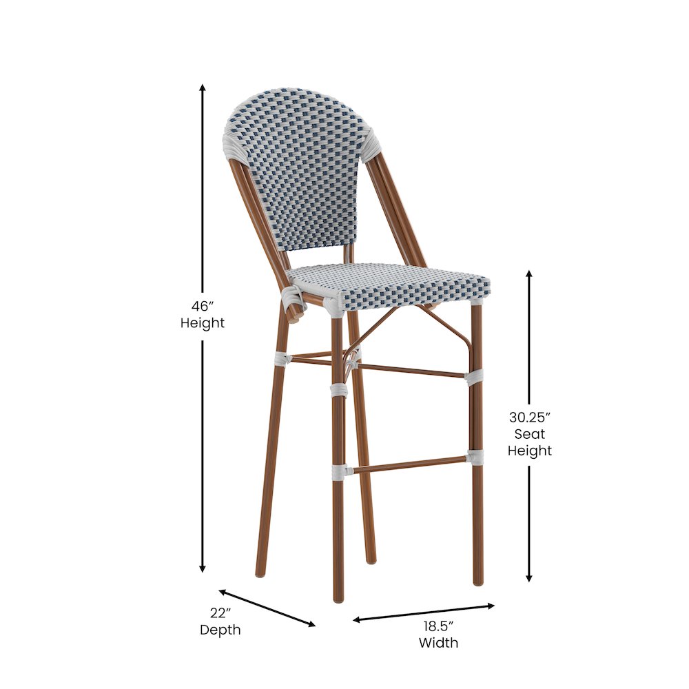 2PK White/Navy - Paris Stool. Picture 6