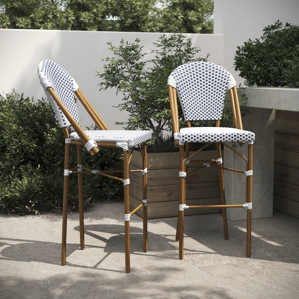 2PK White/Navy - Paris Stool. Picture 2