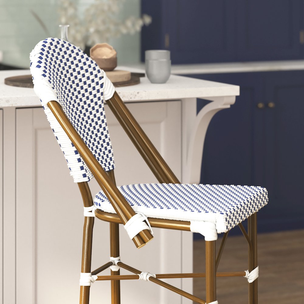 2PK White/Navy - Paris Stool. Picture 8