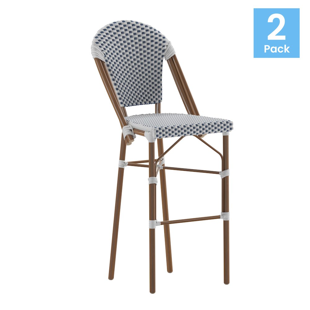 2PK White/Navy - Paris Stool. Picture 1