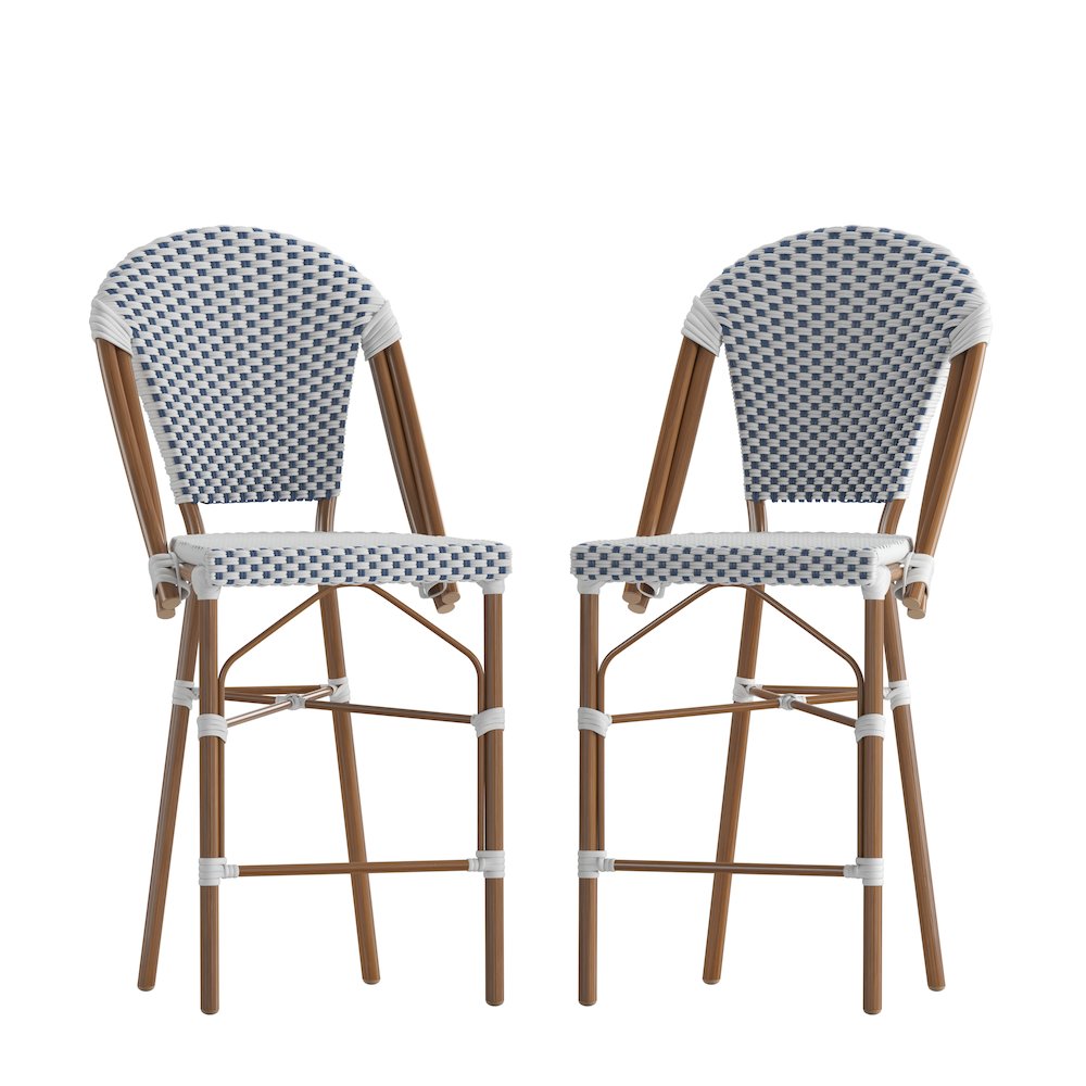 2PK White/Navy Paris Stool. Picture 3