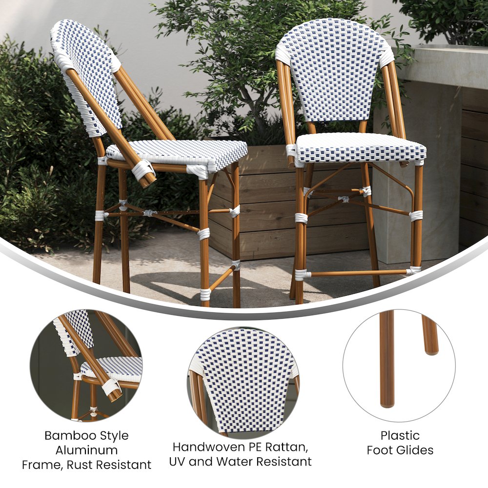 2PK White/Navy Paris Stool. Picture 5