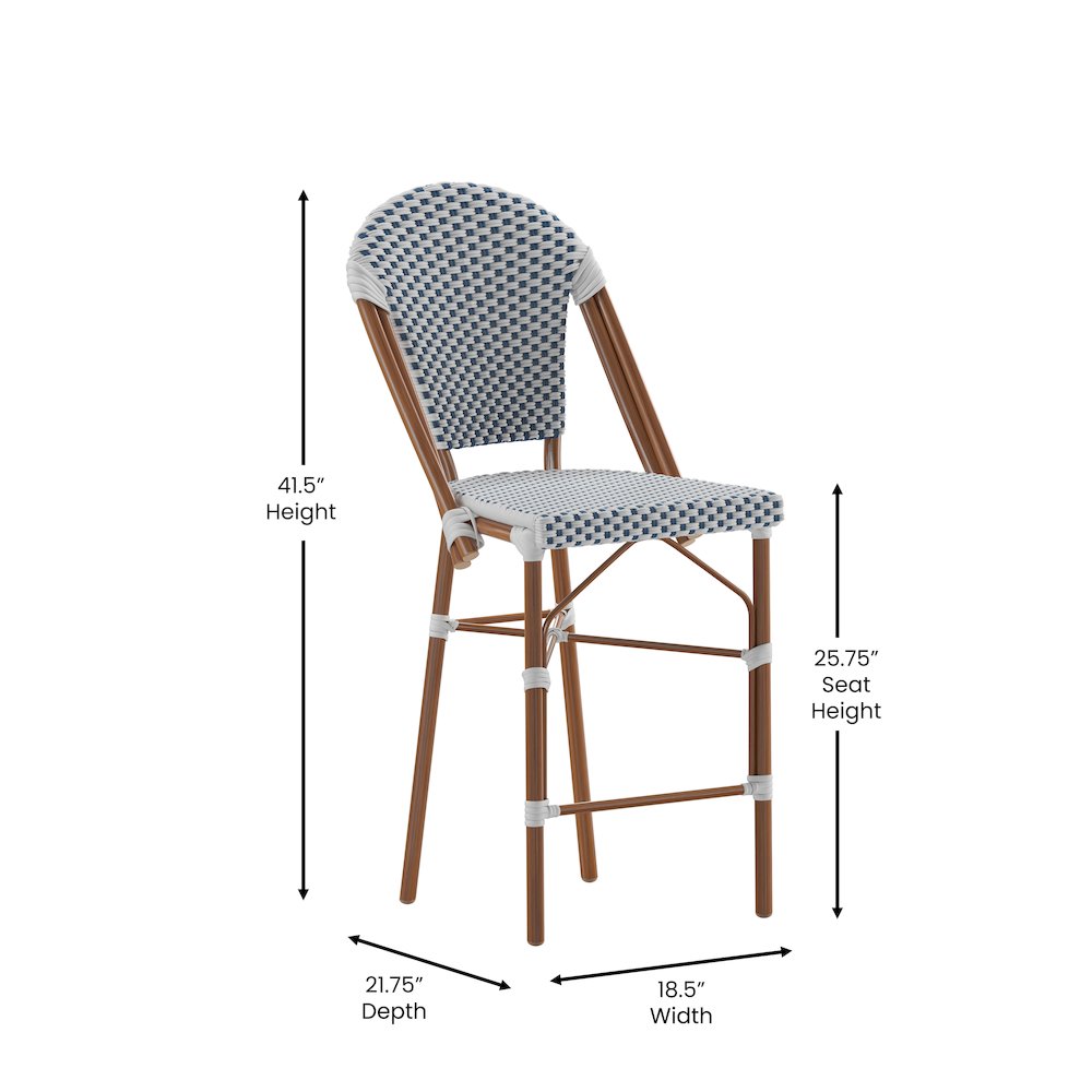 2PK White/Navy Paris Stool. Picture 6