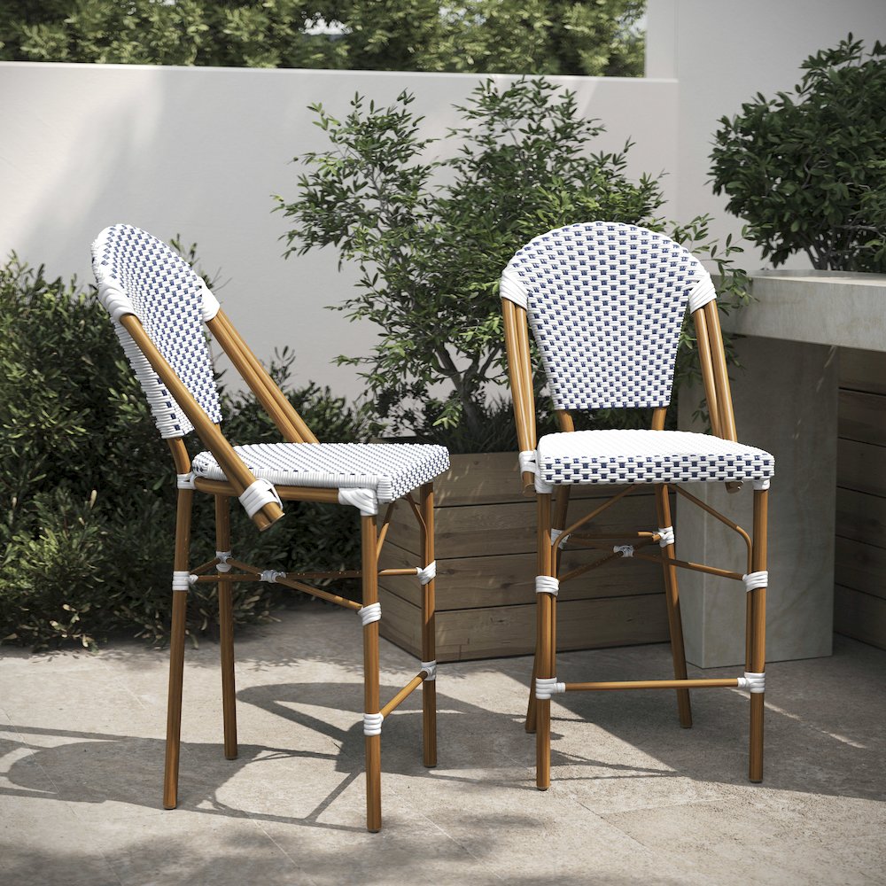 2PK White/Navy Paris Stool. Picture 2