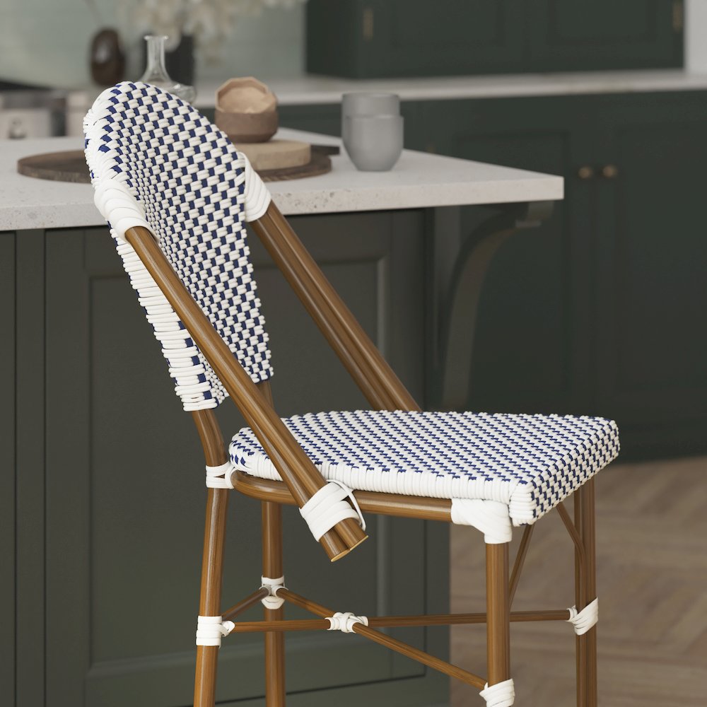 2PK White/Navy Paris Stool. Picture 8
