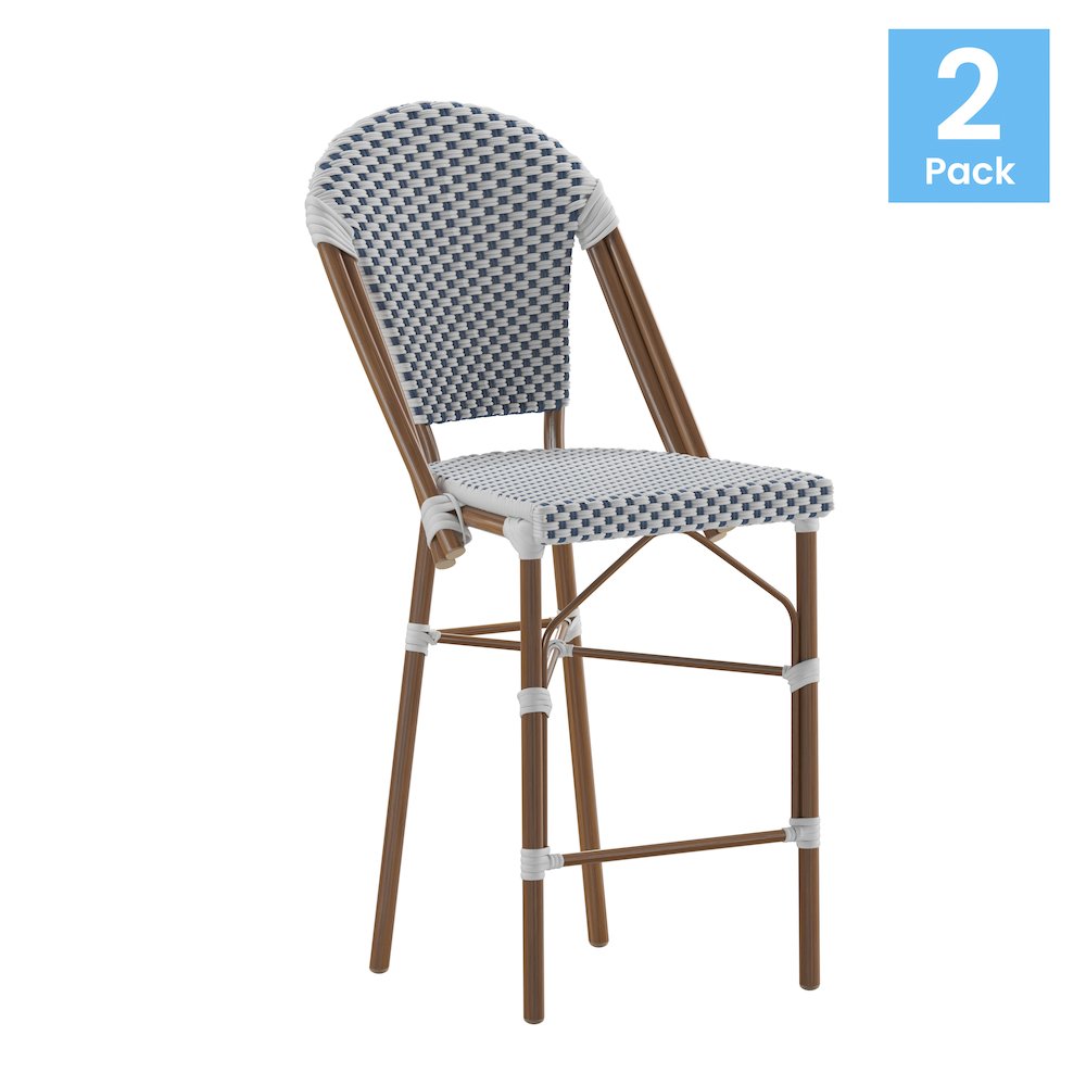 2PK White/Navy Paris Stool. Picture 1