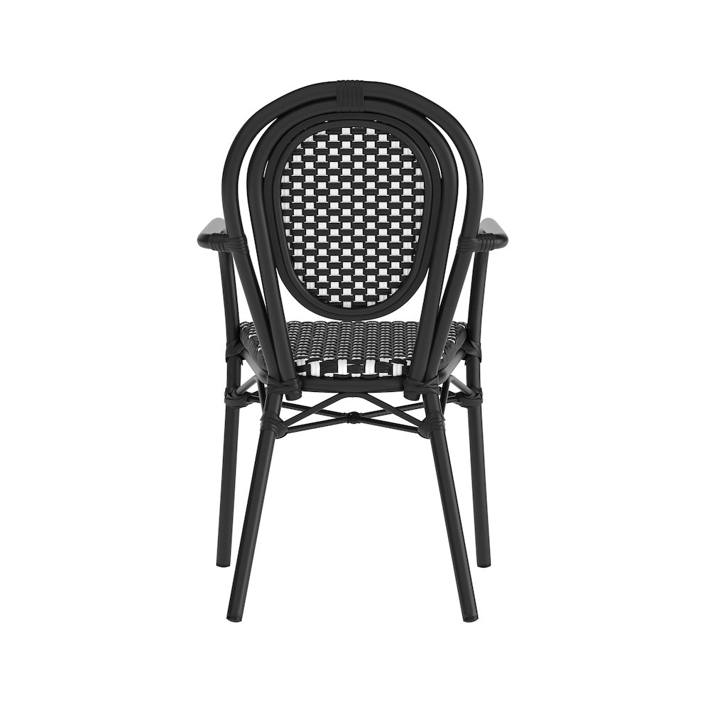 Set of 2 Classic Commercial Grade Bistro Chairs, Black & White/Black Frame. Picture 8
