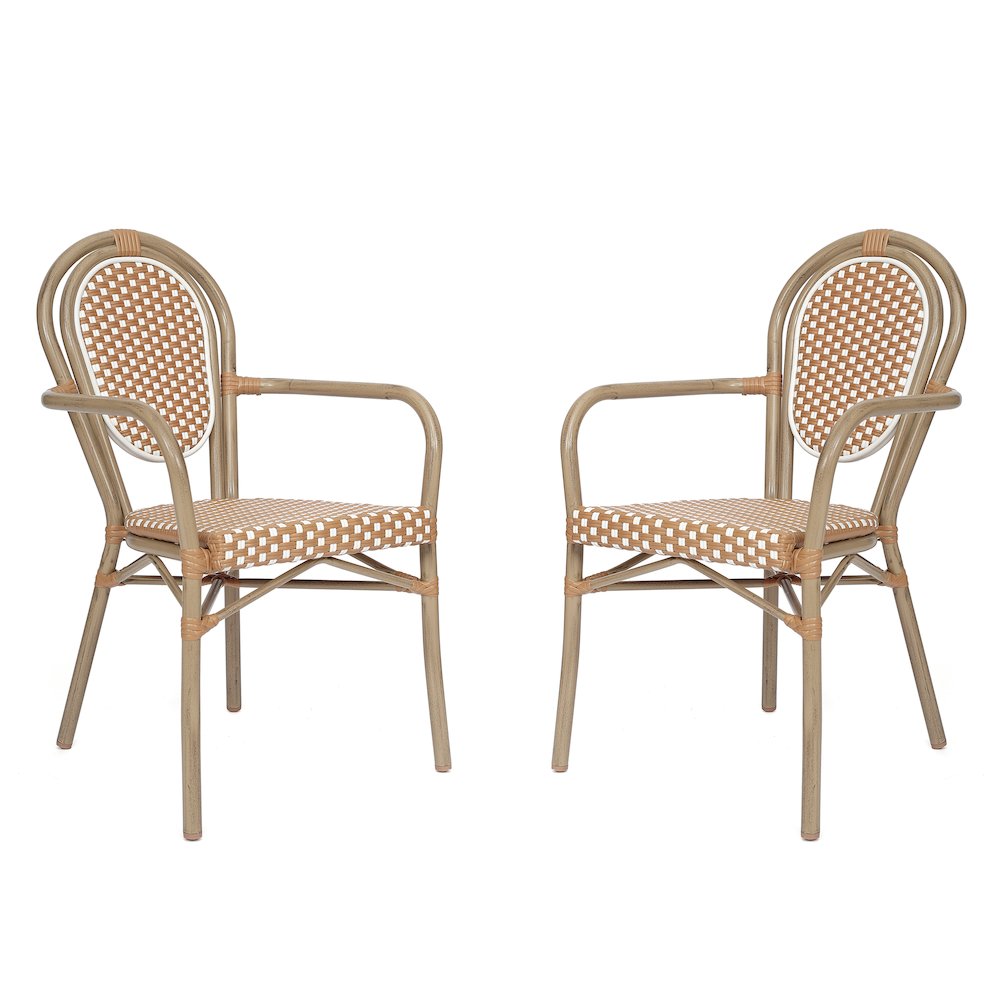 Set of 2 Classic Bistro Chairs, Natural & White/Light Natural Frame. Picture 1