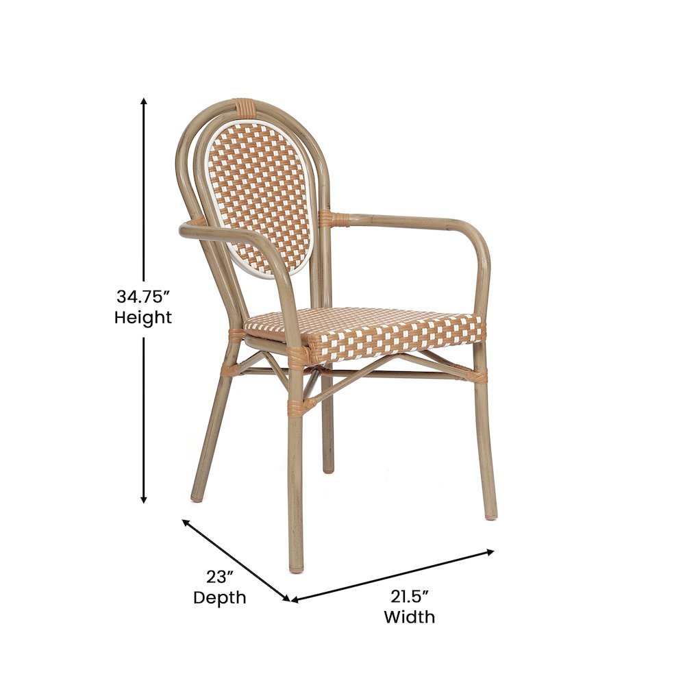 Set of 2 Classic Bistro Chairs, Natural & White/Light Natural Frame. Picture 6