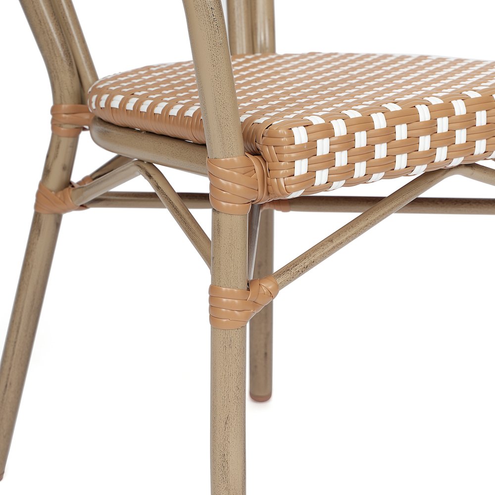 Set of 2 Classic Bistro Chairs, Natural & White/Light Natural Frame. Picture 9