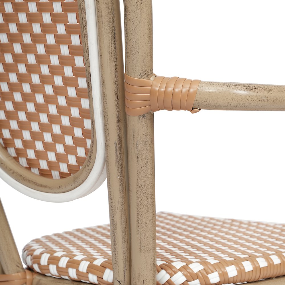Set of 2 Classic Bistro Chairs, Natural & White/Light Natural Frame. Picture 15