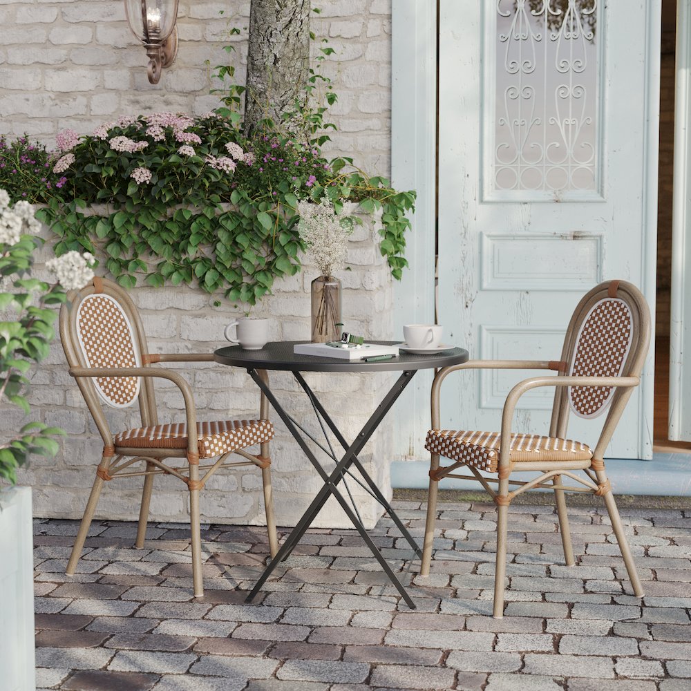 Set of 2 Classic Bistro Chairs, Natural & White/Light Natural Frame. Picture 7