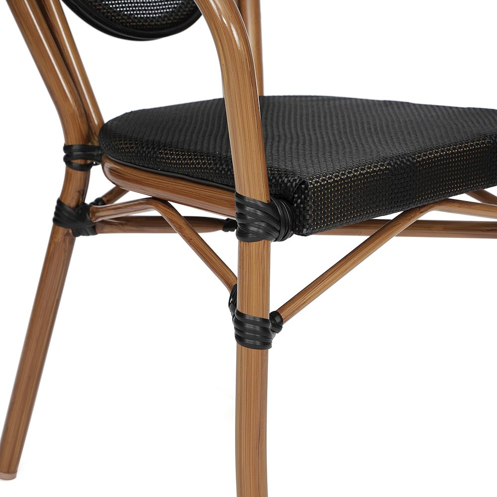 Set of 2 Classic Commercial Grade Bistro Chairs, Black/Natural Frame. Picture 9