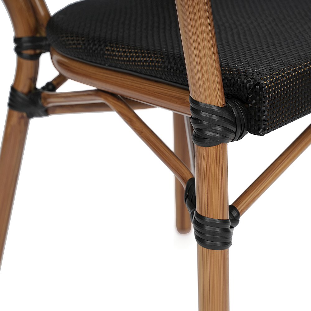 Set of 2 Classic Commercial Grade Bistro Chairs, Black/Natural Frame. Picture 12