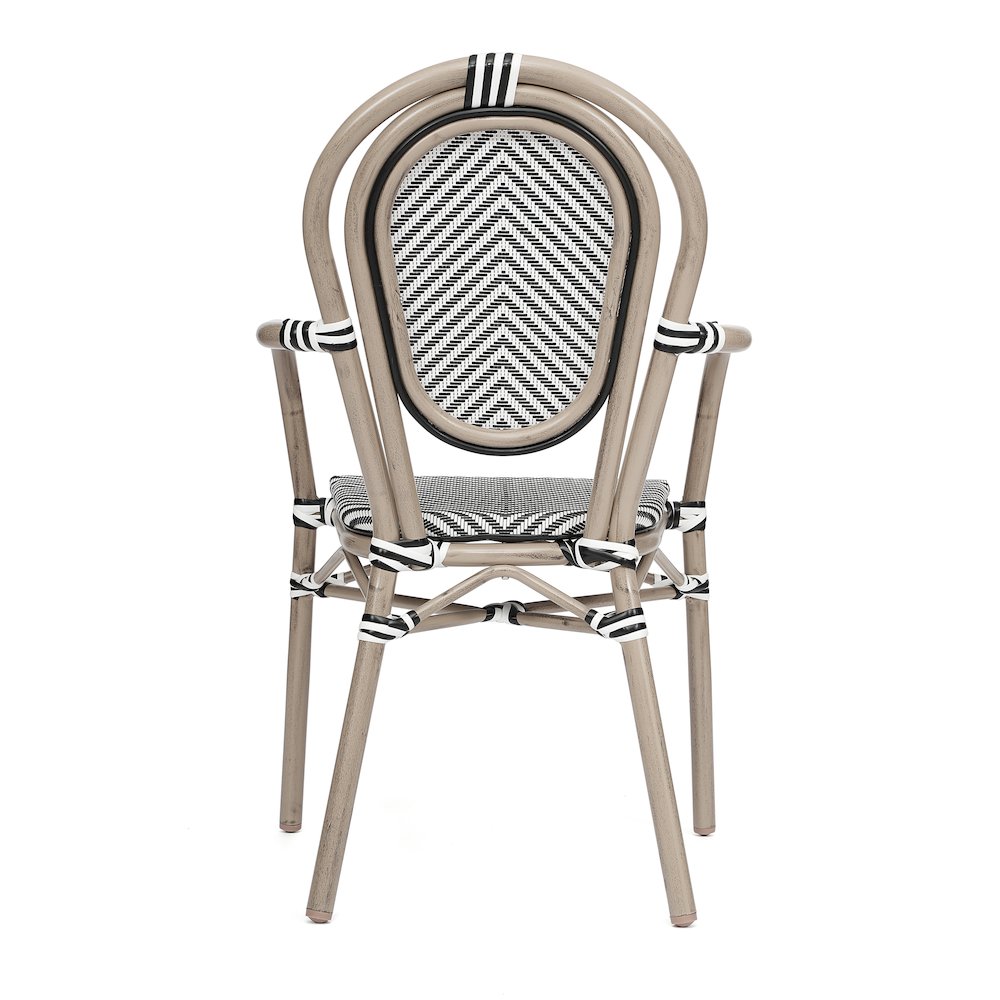 Set of 2 Classic Bistro Chairs, Black & White/Light Natural Frame. Picture 8