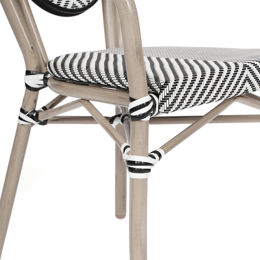 Set of 2 Classic Bistro Chairs, Black & White/Light Natural Frame. Picture 9
