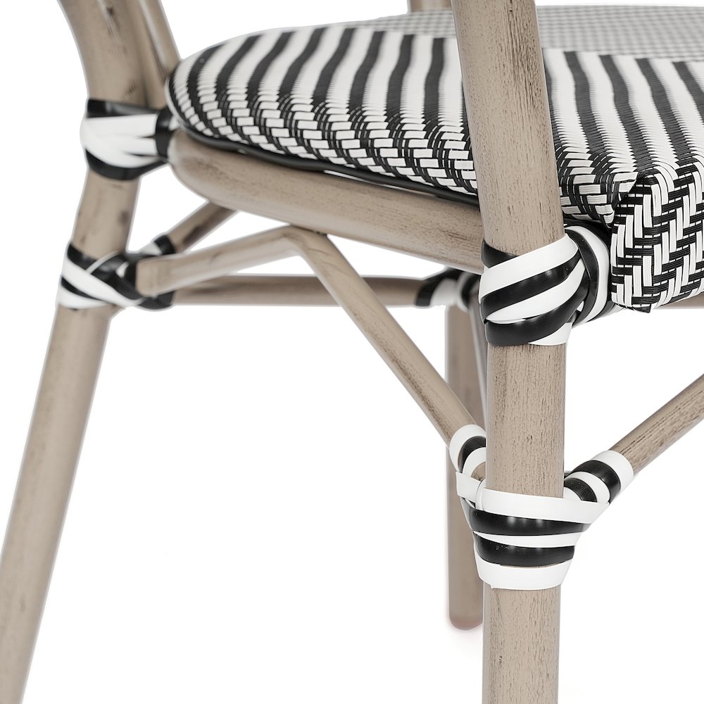 Set of 2 Classic Bistro Chairs, Black & White/Light Natural Frame. Picture 13