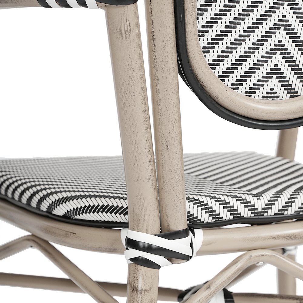 Set of 2 Classic Bistro Chairs, Black & White/Light Natural Frame. Picture 15