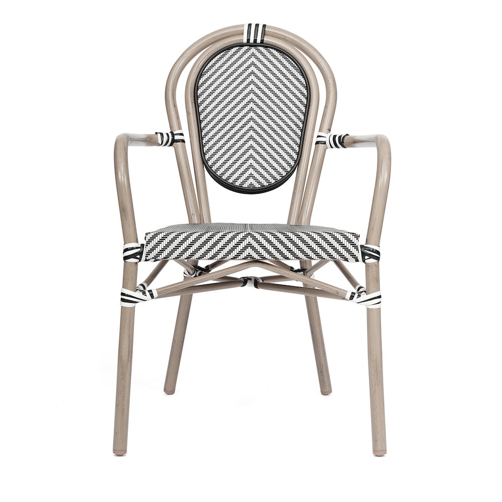 Set of 2 Classic Bistro Chairs, Black & White/Light Natural Frame. Picture 11