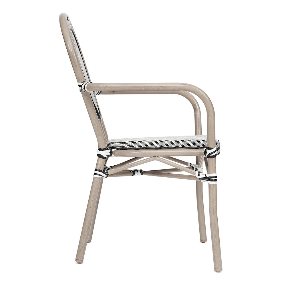 Set of 2 Classic Bistro Chairs, Black & White/Light Natural Frame. Picture 10