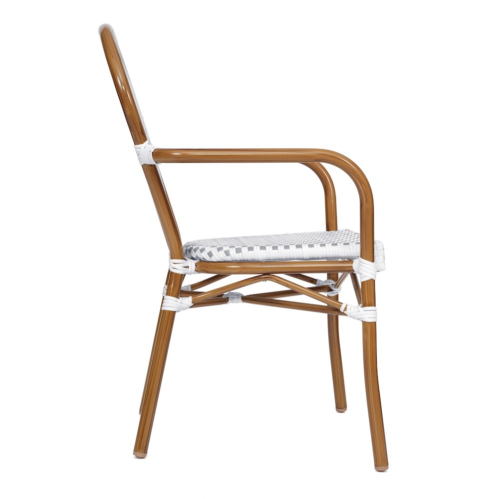 Set of 2 Classic Commercial Grade Bistro Chairs, White & Gray/Natural Frame. Picture 10