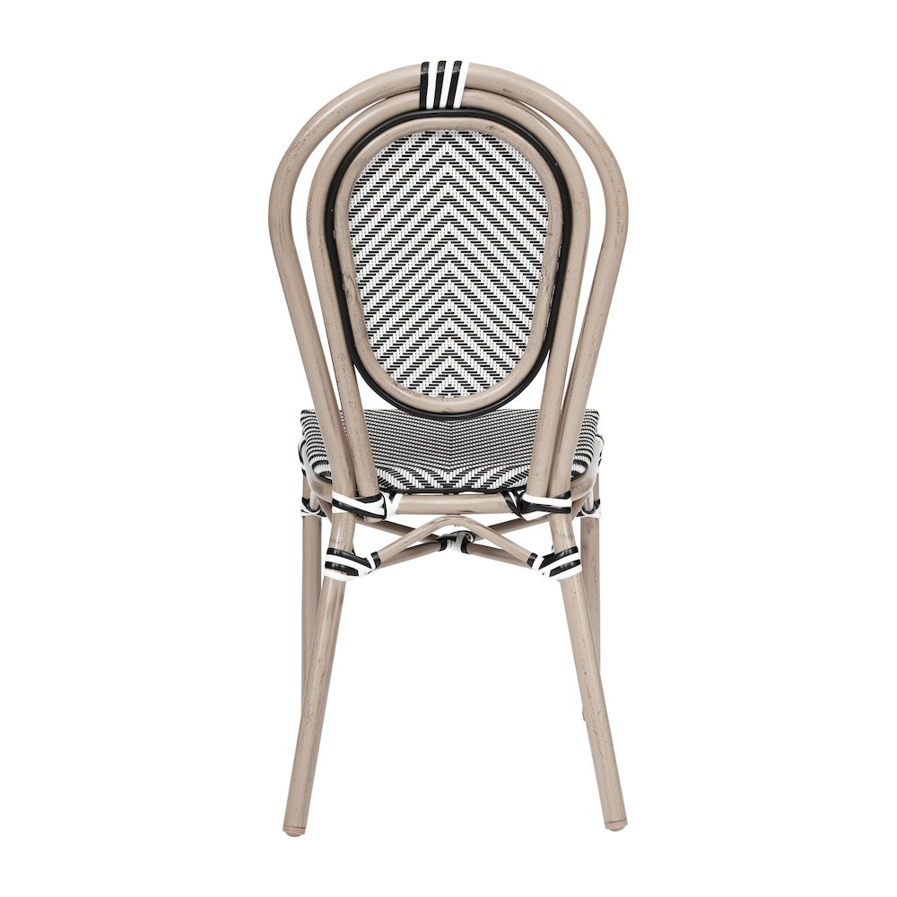 Set of 2 Classic Bistro Chairs, Black & White/Light Natural Frame. Picture 8