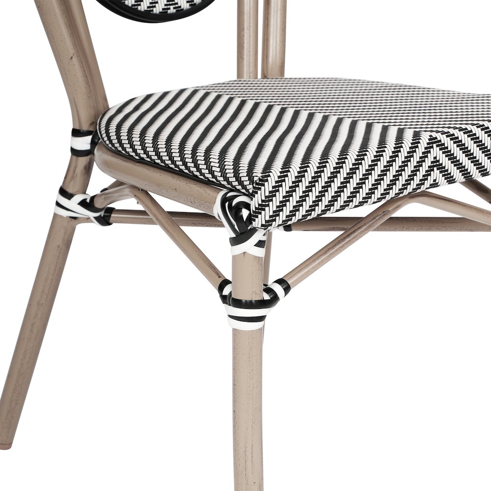 Set of 2 Classic Bistro Chairs, Black & White/Light Natural Frame. Picture 9