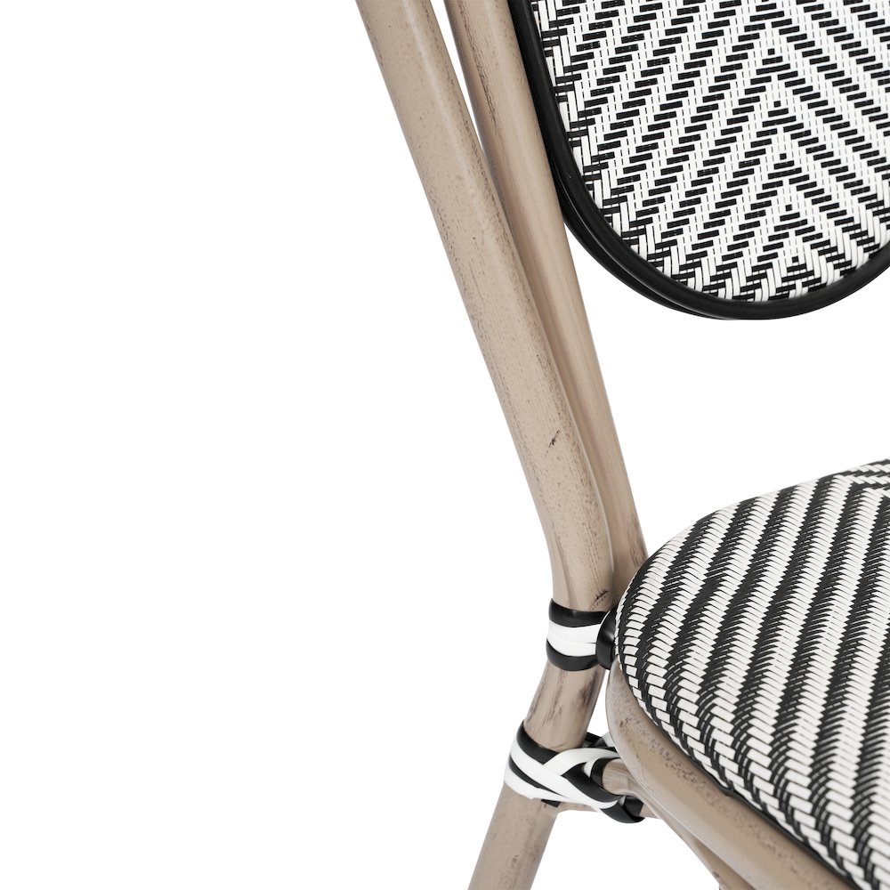 Set of 2 Classic Bistro Chairs, Black & White/Light Natural Frame. Picture 13