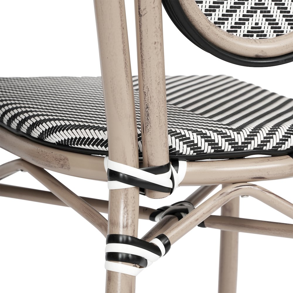 Set of 2 Classic Bistro Chairs, Black & White/Light Natural Frame. Picture 14