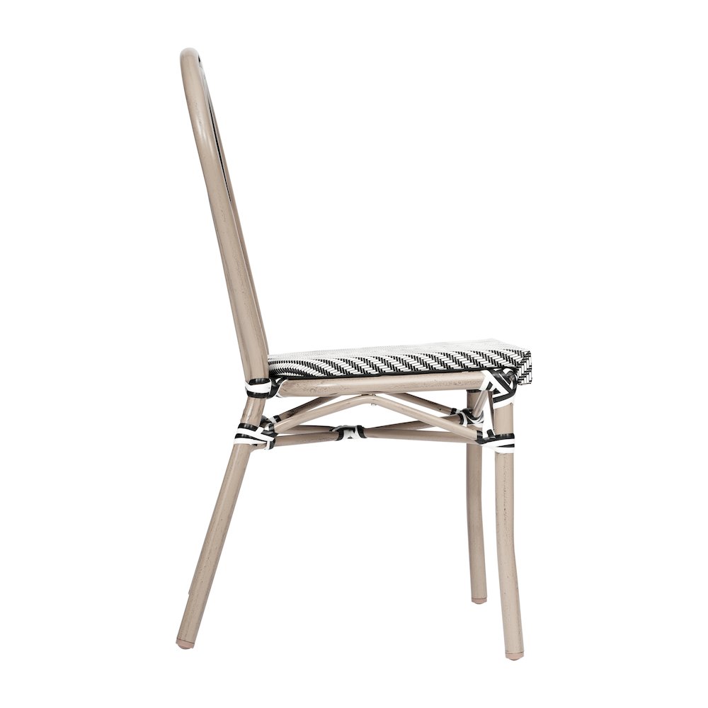 Set of 2 Classic Bistro Chairs, Black & White/Light Natural Frame. Picture 10