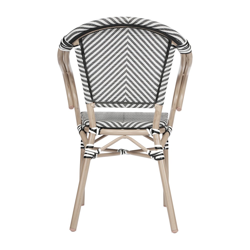 Set of 2 Classic Bistro Chairs, Black & White/Light Natural Frame. Picture 8