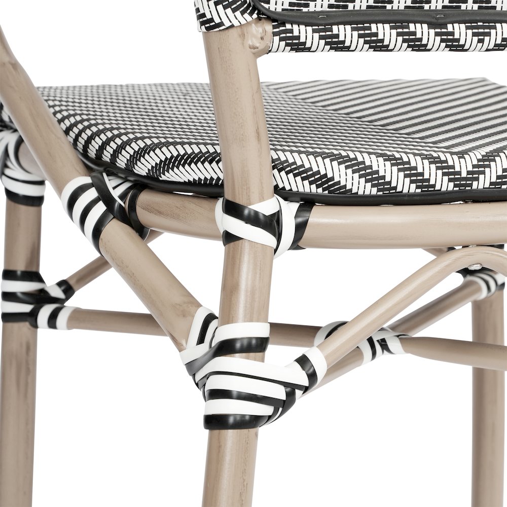 Set of 2 Classic Bistro Chairs, Black & White/Light Natural Frame. Picture 15