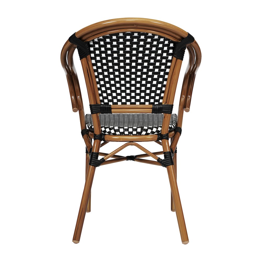 Set of 2 Classic Commercial Grade Bistro Chairs, Black & White/Natural Frame. Picture 8