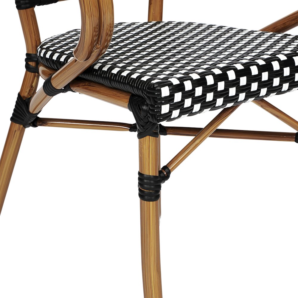 Set of 2 Classic Commercial Grade Bistro Chairs, Black & White/Natural Frame. Picture 9