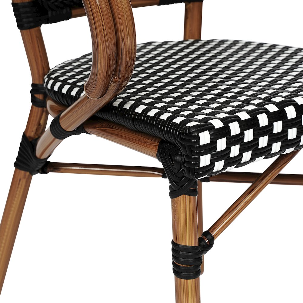 Set of 2 Classic Commercial Grade Bistro Chairs, Black & White/Natural Frame. Picture 12
